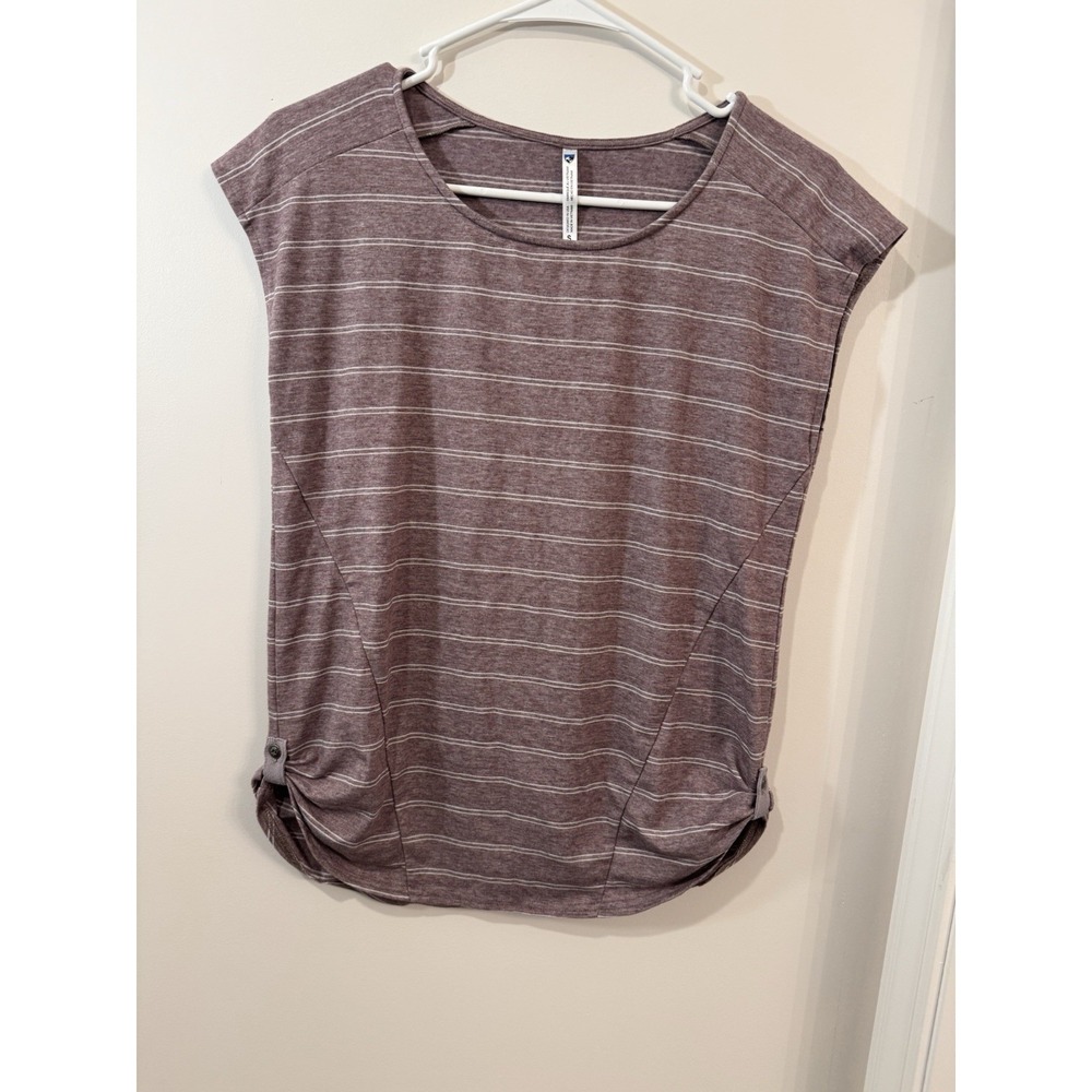 Kuhl Laurel Short Sleeve Shirt Top Women's Small Abyss Striped Top Purple Plum‎